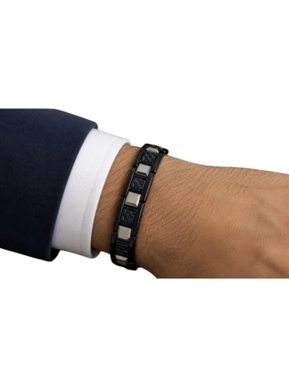 Robert Alton SHR Men's Bracelet Tungsten Black/Blue Carbide Stainless Steel